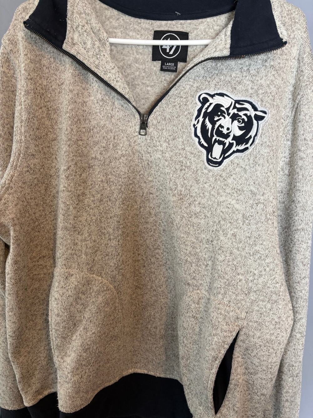 Chicago Bears Savage Quarter Zip Sweater Gray Size L - Picture 1 of 6